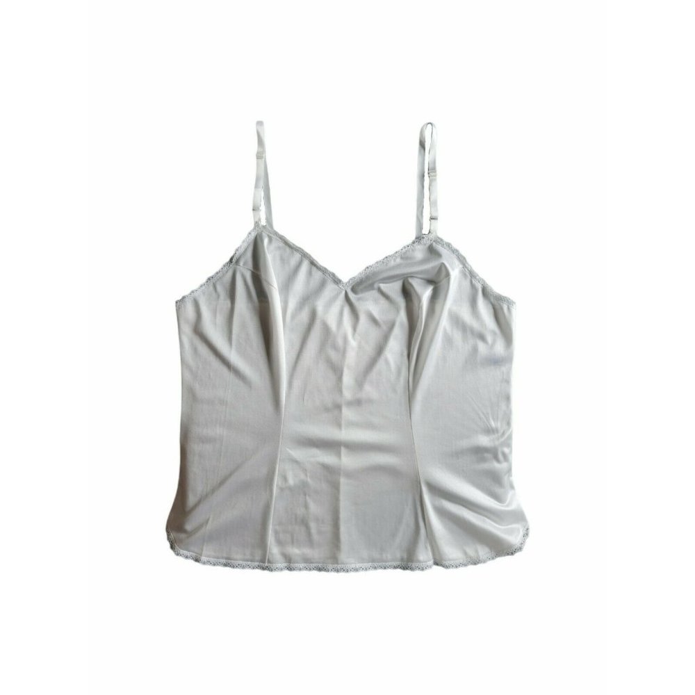 Vtg Vanity Fair Sheer Camisole Lace Trim 38 Dupont Nylon Cami Adjustable Straps